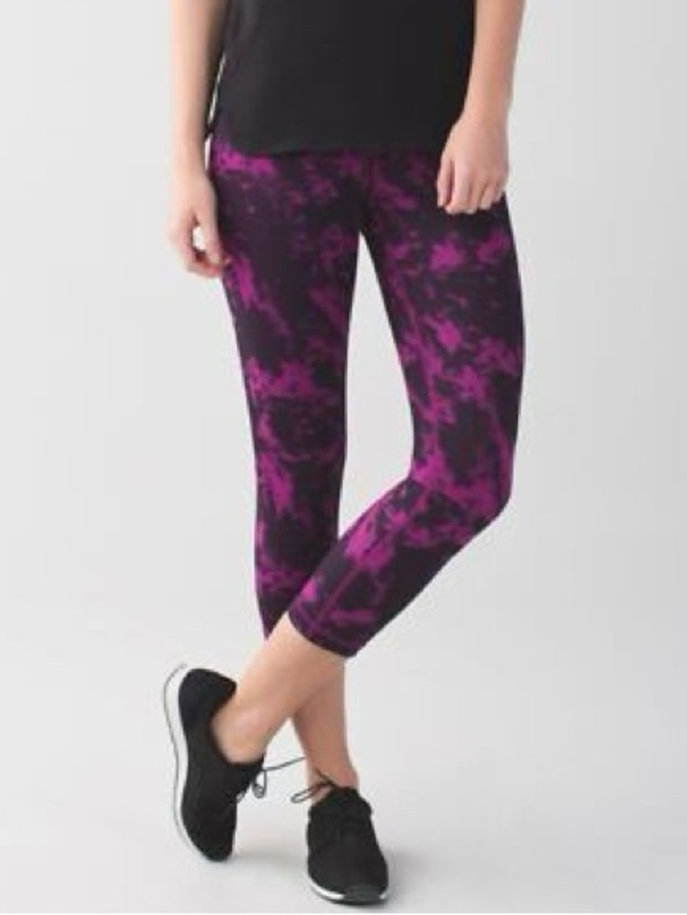Lululemon Wunder Under Crop ll Full-On Luon Breezie Regal Plum Black